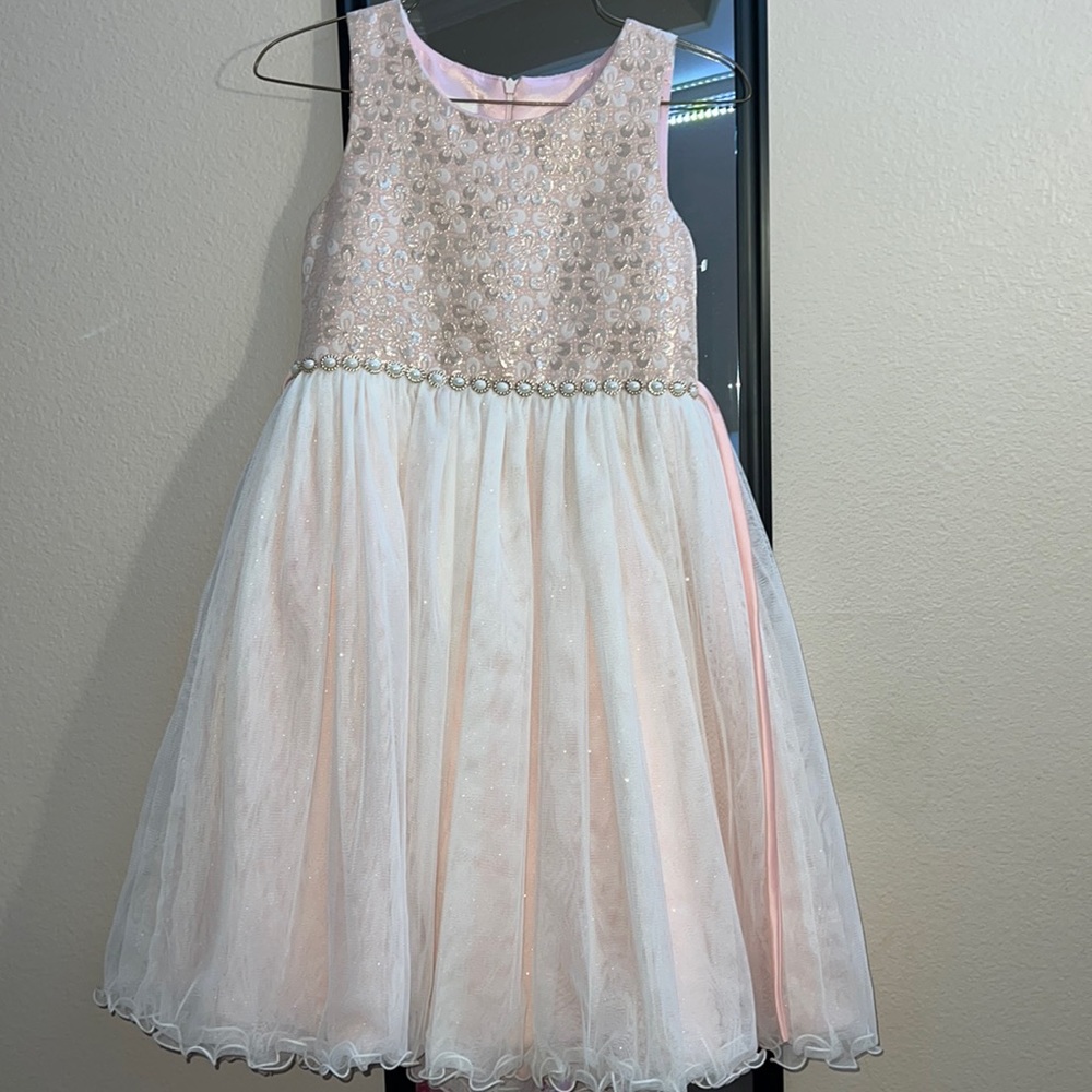 Pink and white little girls dress